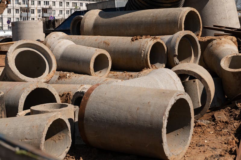 Reinforced Concrete Pipes for Sewage Stock Photo Image of pipes