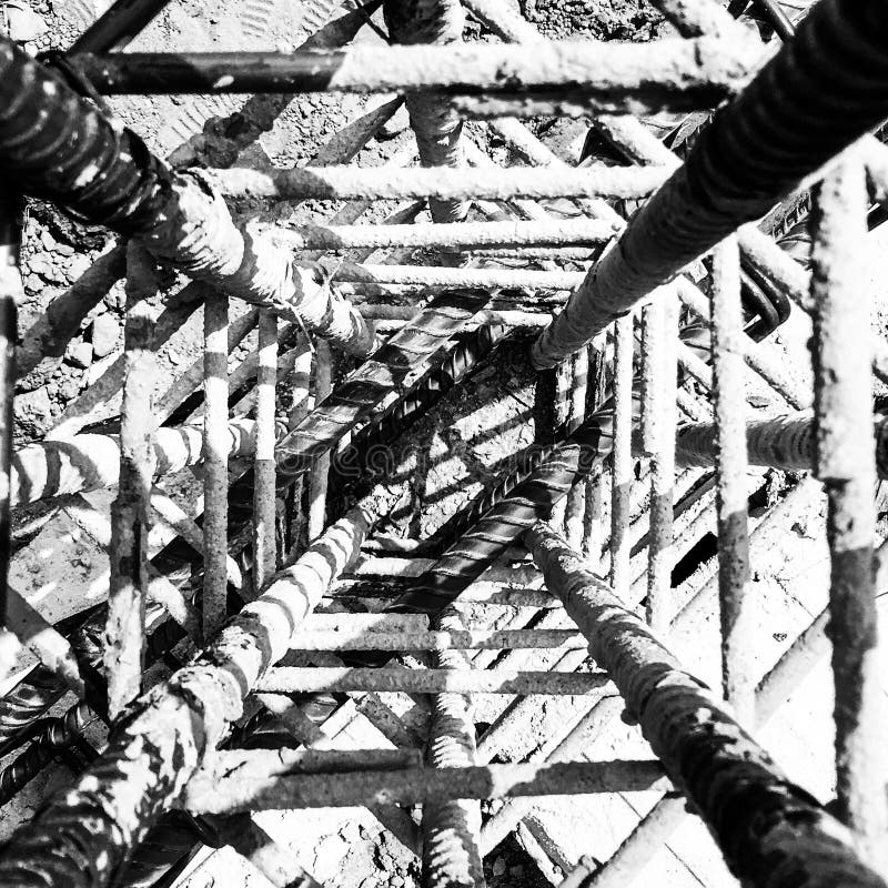 Steel Wire Cutter and Reinforcement Steel on the Concrete Floor Stock