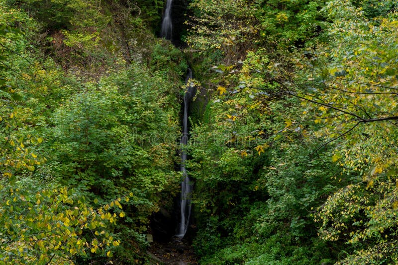 Reinhardstein waterfall in Ovifat, Belgian Ardennes at autumn