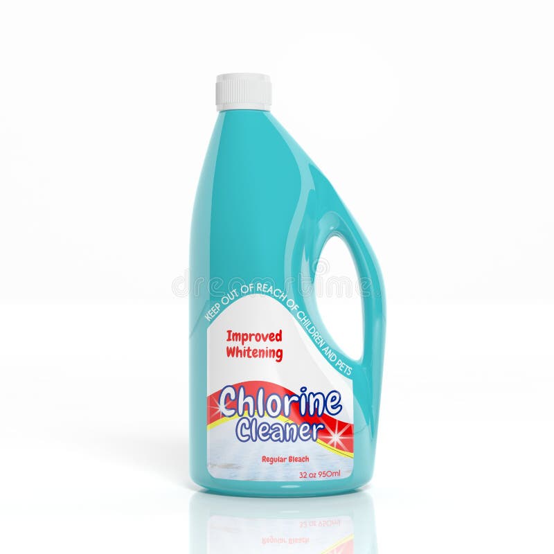 Reinigerplastikflasche des Chlor-3D stock abbildung