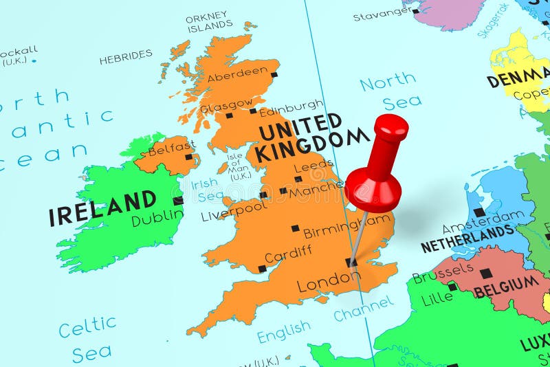 Mapa Político De Reino Unido Con Regiones Y Sus Capitales Ilustración