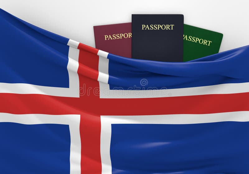 Reise und Tourismus in Island, mit sortierten Pässen stock abbildung Reise und Tourismus in Island, mit sortierten Pässen stock abbildung