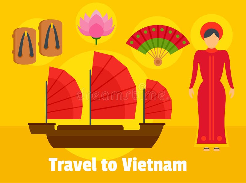 Reise zu Vietnam-Hintergrund, flache Art stock abbildung Reise zu Vietnam-Hintergrund, flache Art stock abbildung