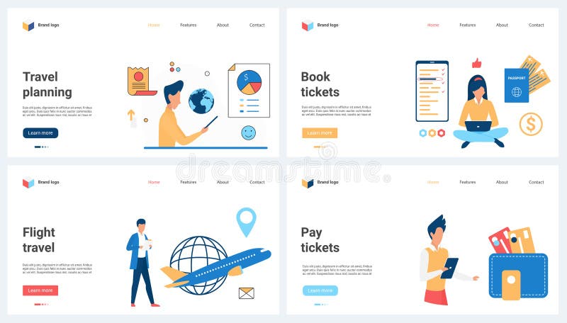 Reiseplanung mit mobilen Apps Set winzige Leute zahlen für Ticketbuchung online lizenzfreie abbildung