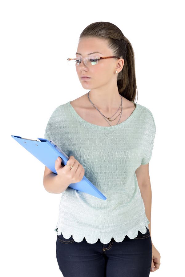 Reizend Geschäftsfrau, die einen Ordner hält stockfotografie Reizend Geschäftsfrau, die einen Ordner hält stockfotografie