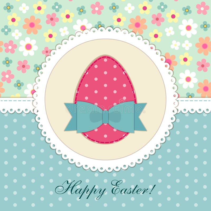 Reizende Weinlese Ostern-Karte mit Fleckengewebeapplikation des Eies im Shabby-Chic-Stil vektor abbildung Reizende Weinlese Ostern-Karte mit Fleckengewebeapplikation des Eies im Shabby-Chic-Stil vektor abbildung