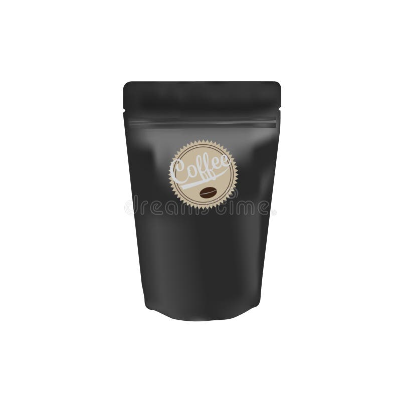 Reißverschluss-Reißverschlusstaschen aus schwarzer Kaffeebohne stock abbildung
