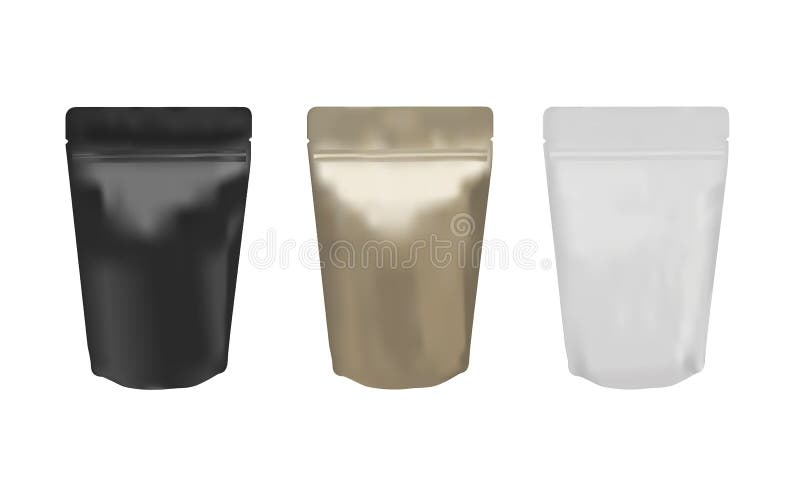 Reißverschlusstaschen, schwarz, gold und weiß stock abbildung