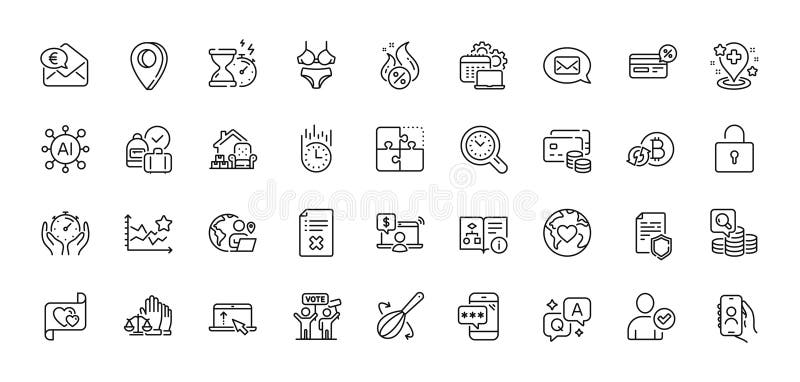 Reject file, Technical algorithm and Donation line icons pack. For web app. Line icons. Vector stock illustration