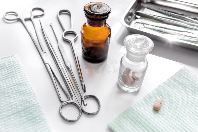 Rejuvenation by plastic surgery: medical instruments on white table backgrond stock photography Rejuvenation by plastic surgery: medical instruments on white table backgrond stock photography