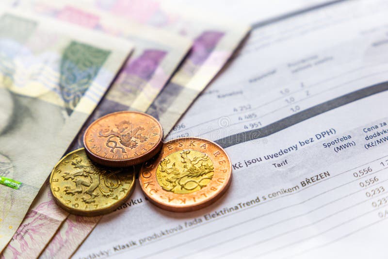 Rekening voor - Bedrijfsconcept - Financieel verslag en Tsjechisch geld