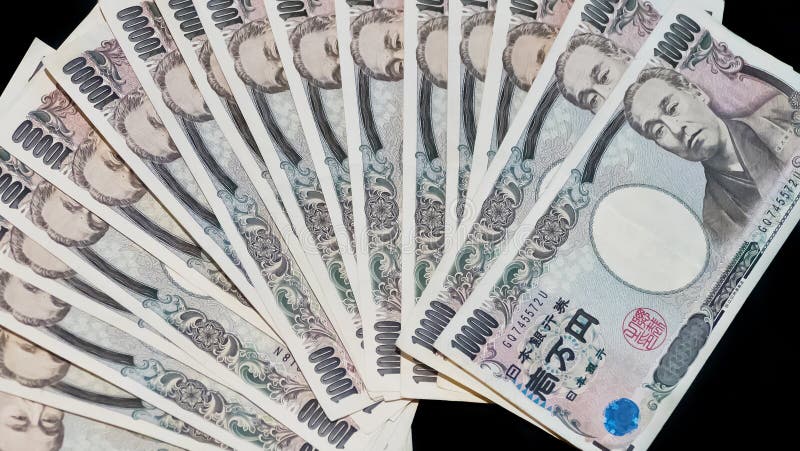 Rekeningen van de tienduizendtallen de Japanse Yen stock fotografie Rekeningen van de tienduizendtallen de Japanse Yen stock fotografie