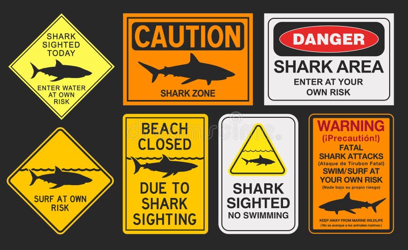Rekinów znaki ostrzegawczy