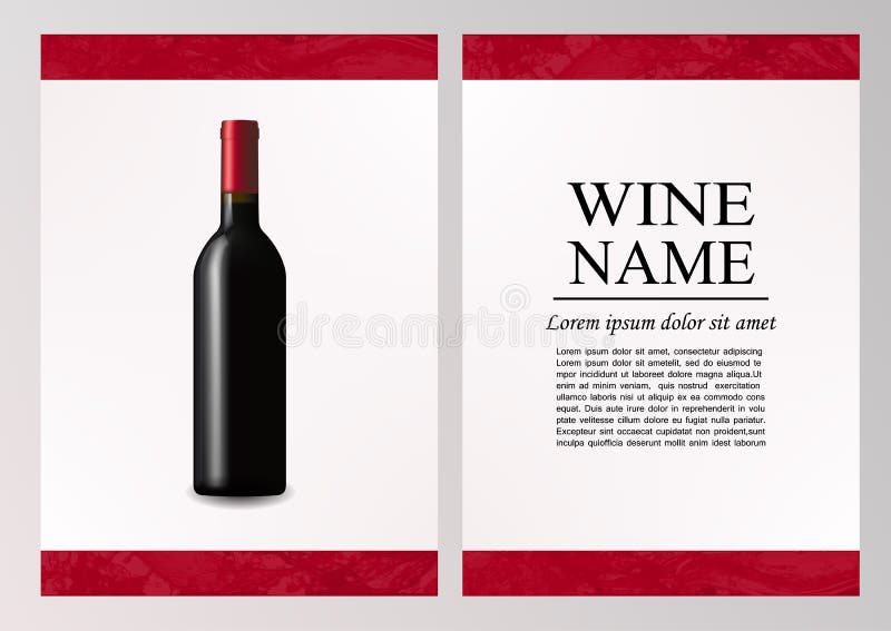 Reklamowa magazyn strona, wino prezentaci broszurka Ilustracja ciemna butelka czerwone wino w photorealistic stylu ilustracja wektor Reklamowa magazyn strona, wino prezentaci broszurka Ilustracja ciemna butelka czerwone wino w photorealistic stylu ilustracja wektor