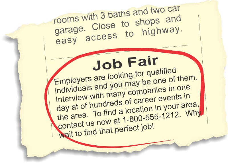 Job Fair Advertisement Torn from a Newspaper. Job Fair Advertisement Torn from a Newspaper