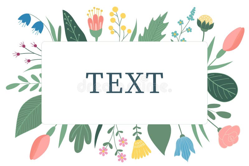 Rektangulär vågrät blomsterram för text vektor illustrationer