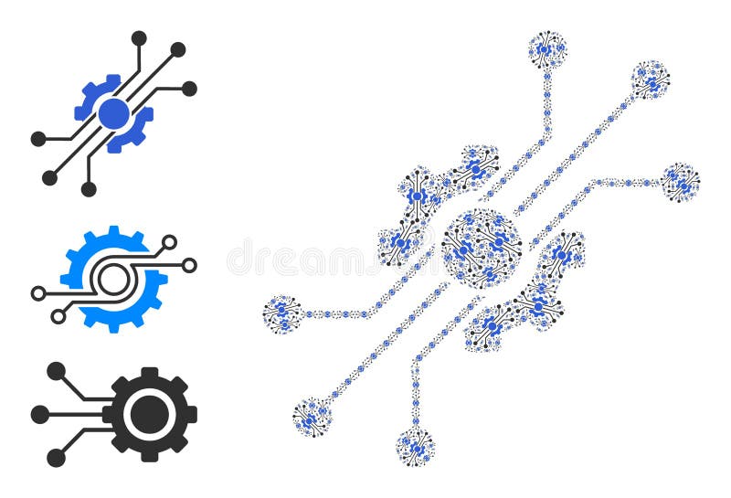 Rekursive Digital-Tech-Icon-Selbstkomposition stock abbildung