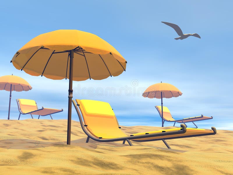 Relajación del verano - 3D rinden stock de ilustración Relajación del verano - 3D rinden stock de ilustración