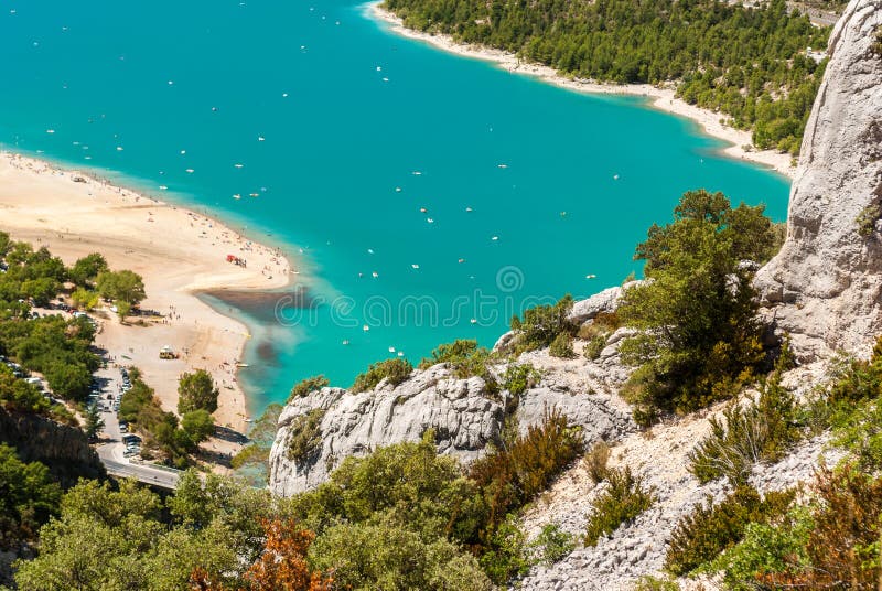 Aerial glimpse of the lake of Sainte Croix in Provence France. Aerial glimpse of the lake of Sainte Croix in Provence France