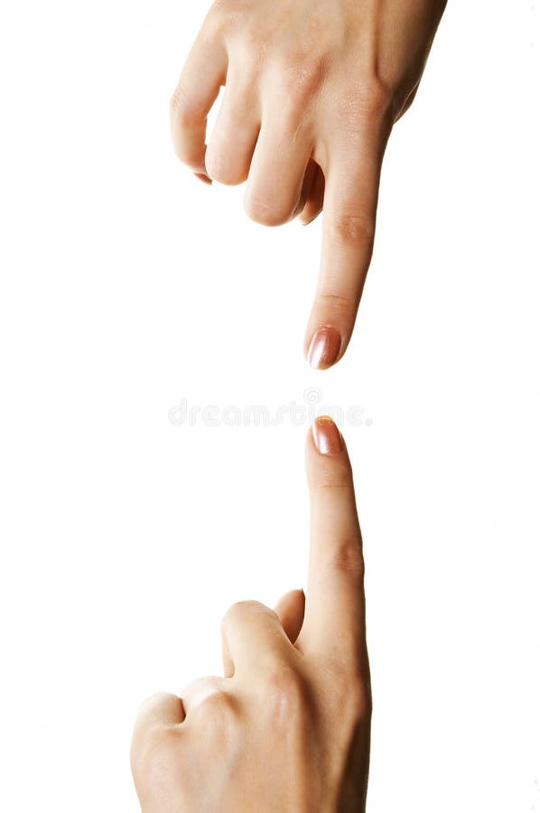 Finger relationship isolated over white