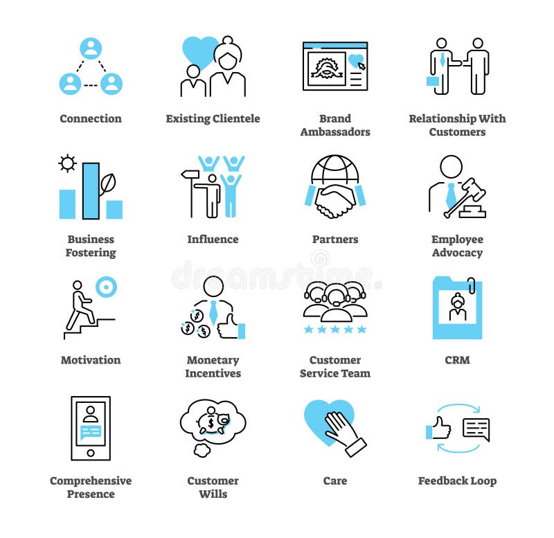 Relationship marketing icon collection set. Business commercial strategy.