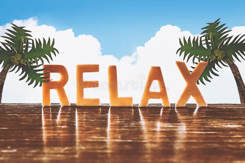 Relax Alphabet and Papercut Tree with Sky Stock Illustration ...