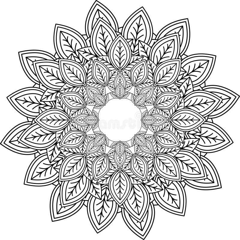 Relax, Mandalas, drawing with coloring lines, on white background. Flower shapes and geometries like patterns and