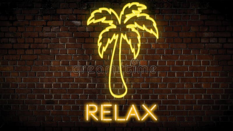Relax neon sign on wall.