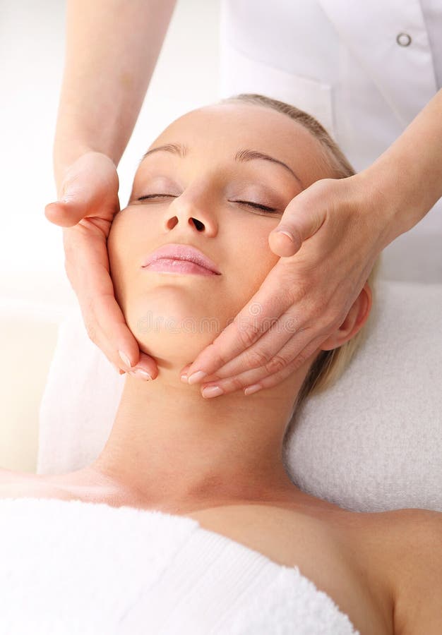 Relax In The Spa Woman At Face Massage Stock Image Image Of