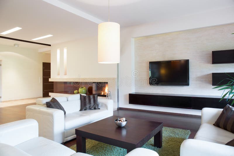 Relaxation area inside apartment royalty free stock photography