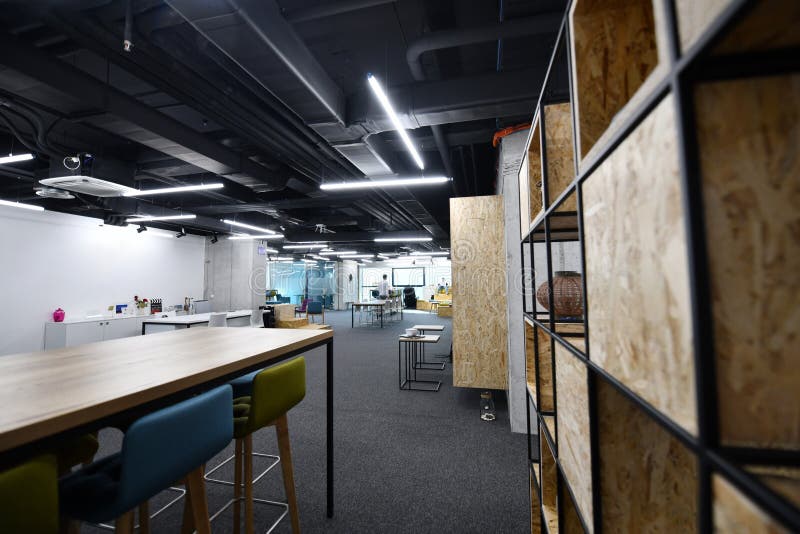 Relaxation area in Modern Office stock images