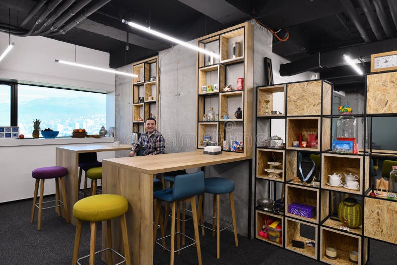 Relaxation area in Modern Office stock photography