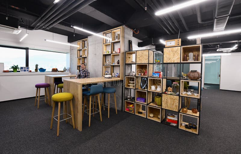 Relaxation area in Modern Office stock photos