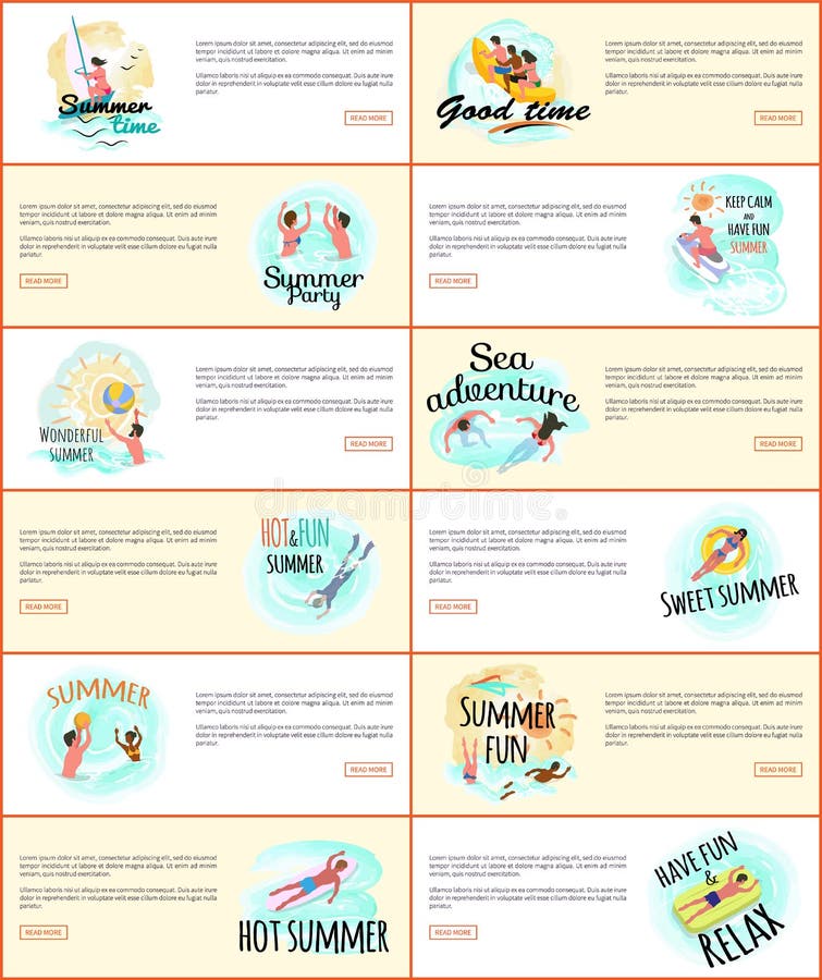 Relaxation d'été, vacances des personnes par le bord de la mer illustration de vecteur Relaxation d'été, vacances des personnes par le bord de la mer illustration de vecteur