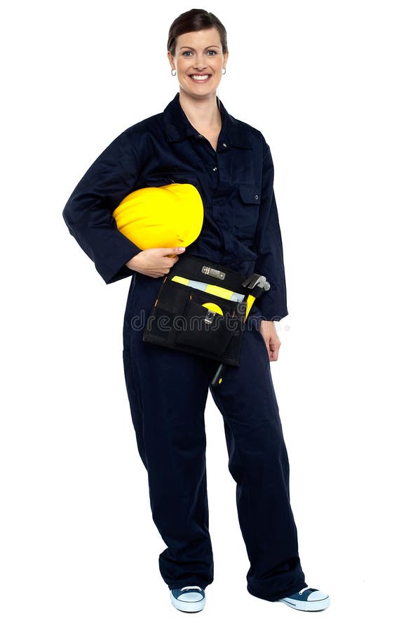 Relaxed Construction Worker With Yellow Helmet Stock Photo Image of