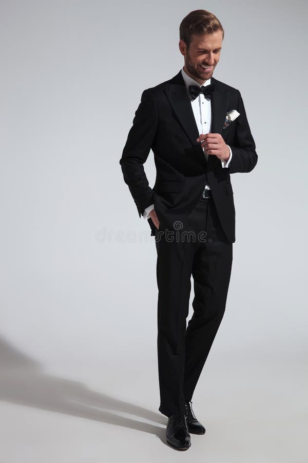 Relaxed Elegant Man in Tuxedo is Laughing Stock Image - Image of ...
