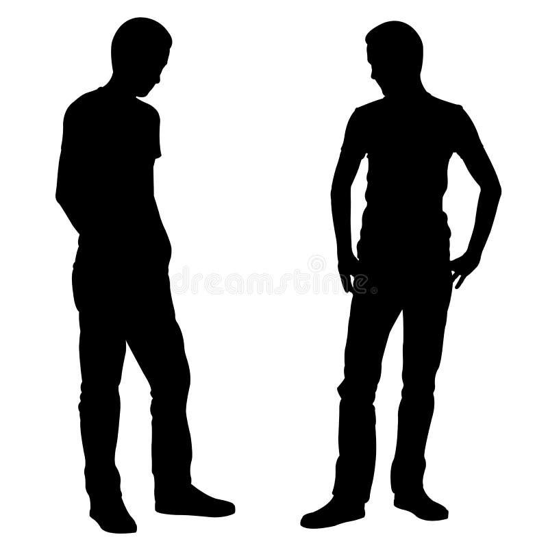 Silhouettes Of Relaxed Men Posing Stock Vector Illustration Of