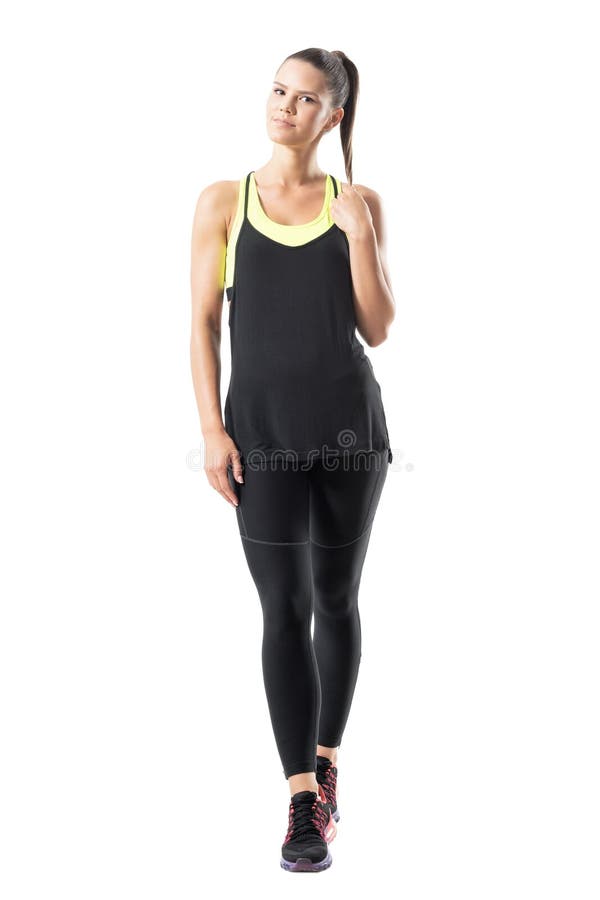 Young Active Healthy Fit Woman In Sportswear Smiling At Camera With