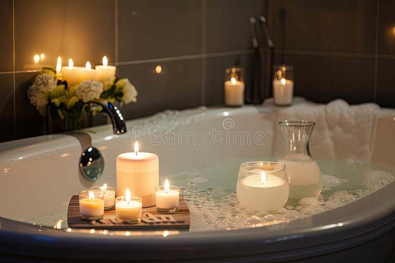 Relaxing Bubble Bath in Vintage Clawfoot Tub, with Luxury Products and  Candles for a Truly Pampering Experience Stock Illustration - Illustration  of indulgence, generated: 276993779