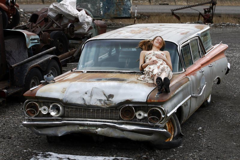 Relaxing on an old car