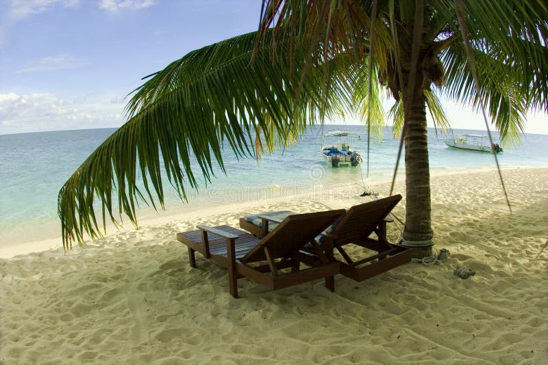 Relaxing on remote beach