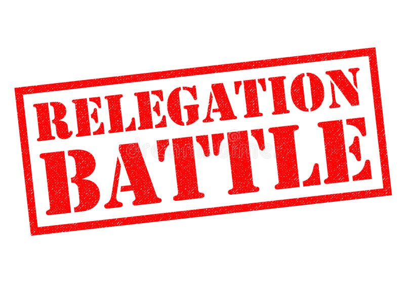 RELEGATION BATTLE red Rubber Stamp over a white background.