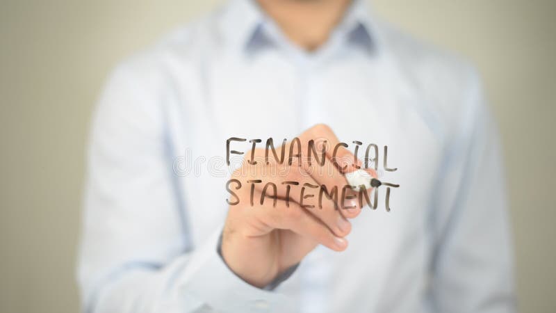 Relevé de compte financier, écriture d'homme sur l'écran transparent images stock Relevé de compte financier, écriture d'homme sur l'écran transparent images stock