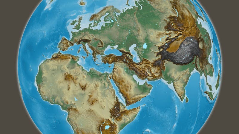 Globe centered on Syria. Relief map royalty free illustration