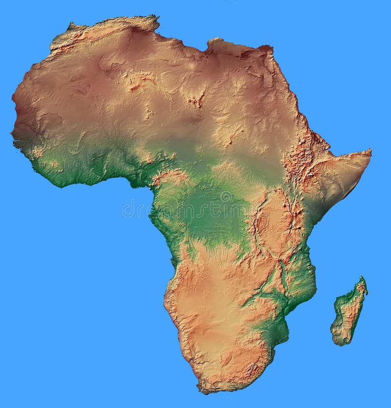 Reliefowa mapa Afryka Odizolowywał