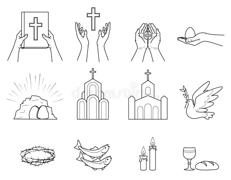 Religiose Christliche Symbole Und Zeichen Vektor Abbildung Illustration Von Zeichen Graphik
