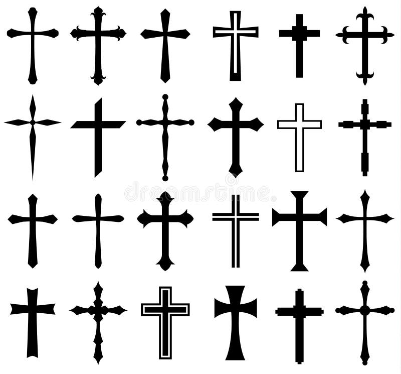 Religion cross icon set, design