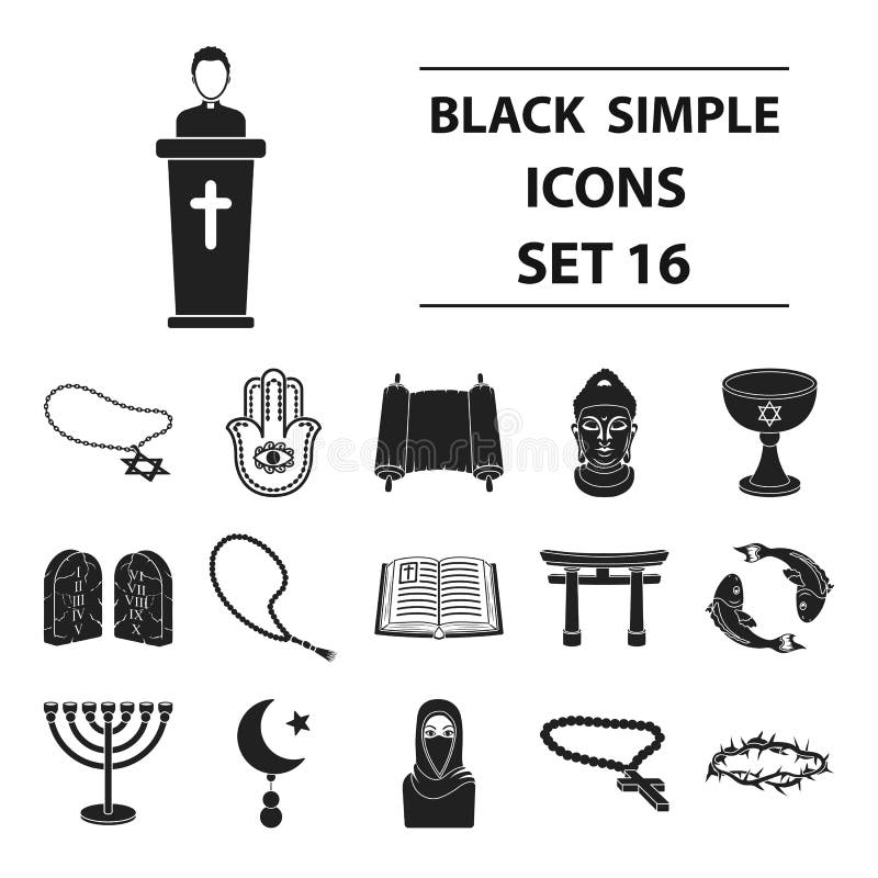 Religion släkt symbolsuppsättning vektor illustrationer Religion släkt symbolsuppsättning vektor illustrationer