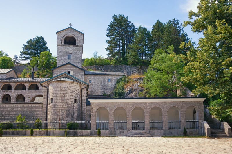Religious architecture. Montenegro. View of ancient Cetinje Monastery royalty free stock photo Religious architecture. Montenegro. View of ancient Cetinje Monastery royalty free stock photo