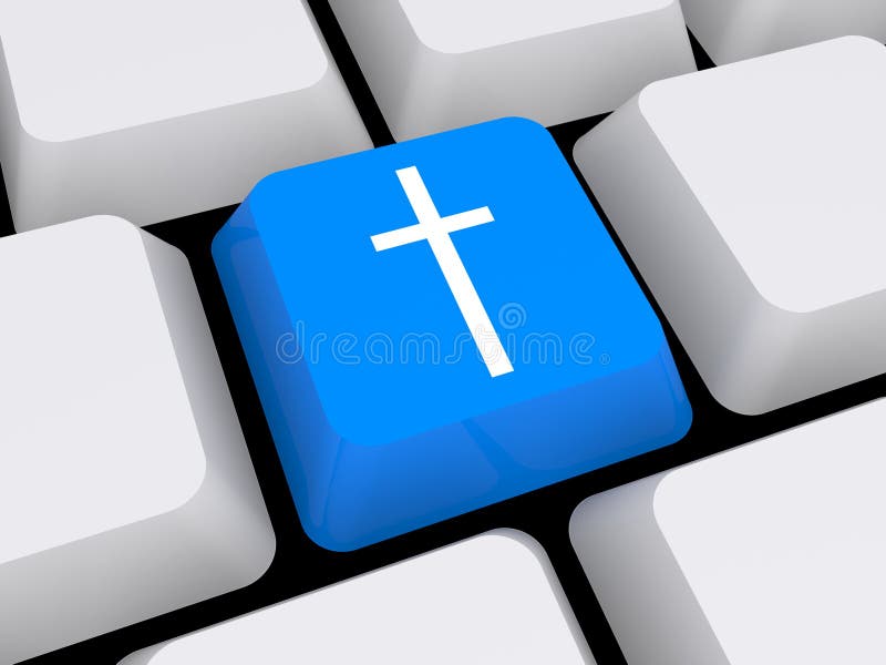 Religious cross on keyboard